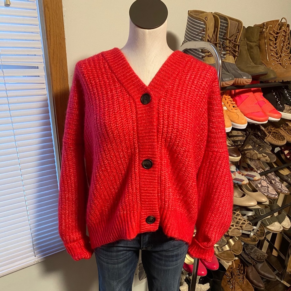 Oversized button-front cardigan